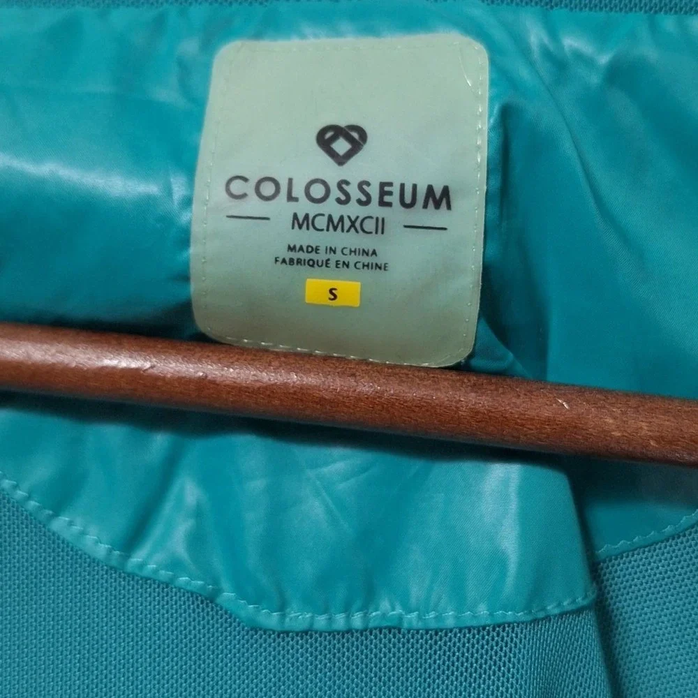 Colosseum Athletics Hooded Windbreaker Womens S Teal Jacket Thumbhole Cuffs Mesh